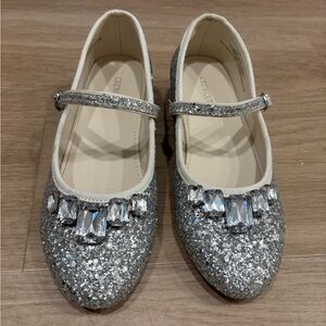 J. Crew Crewcuts Silver Glitter Girls Shoes Rhinestones K3 $90
